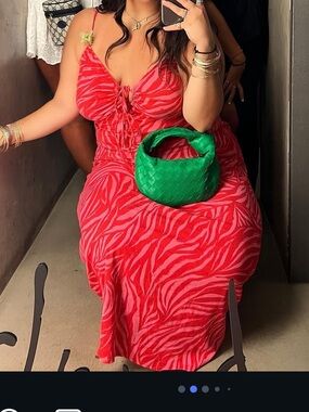 H&M Red Zebra-Print Tie-Front Maxi Dress
